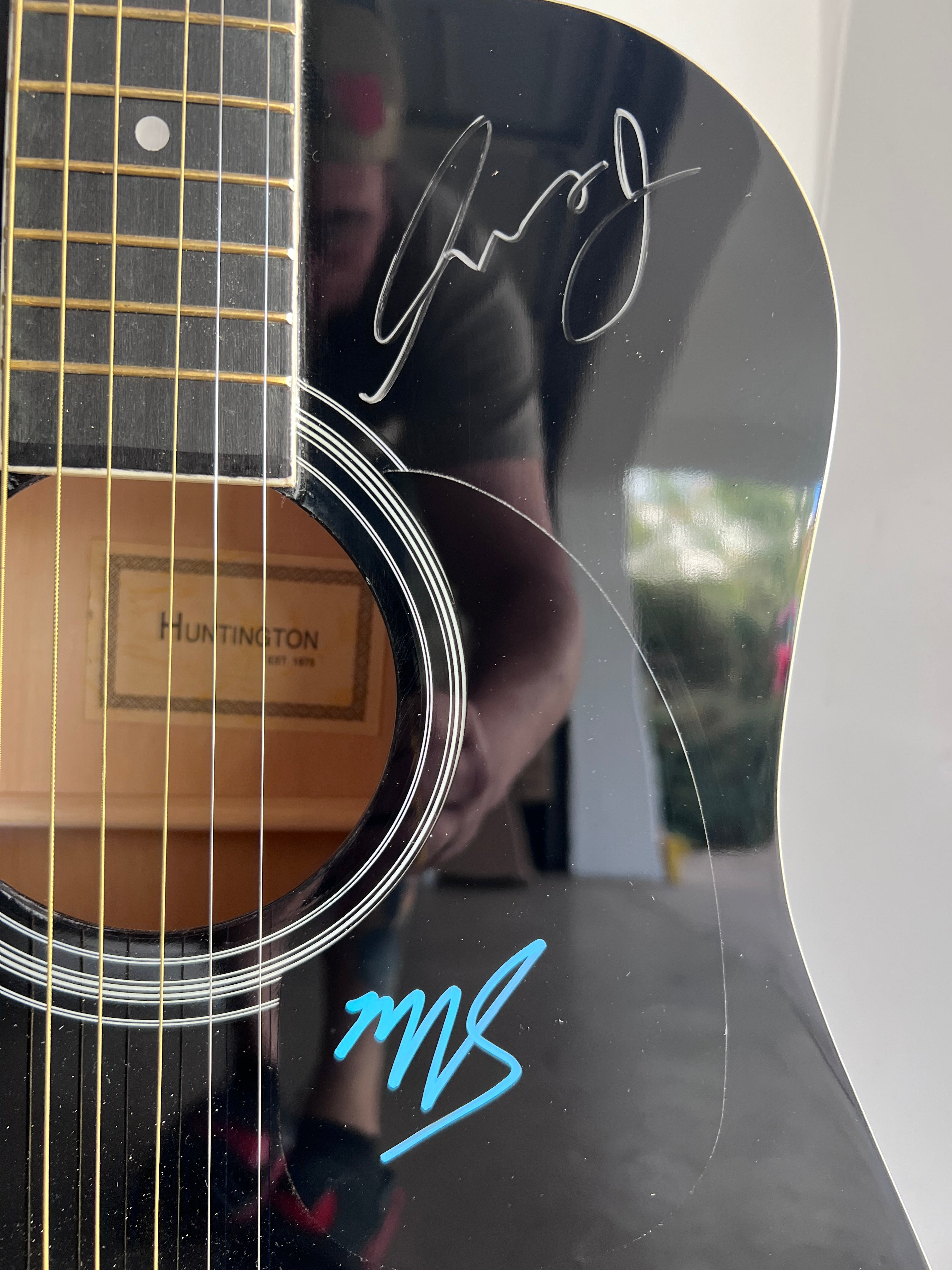 Robert Smith, Simon Gallup, Roger O'Donnell & Perry Bamonte The Cure full size acoustic guitar signed with proof