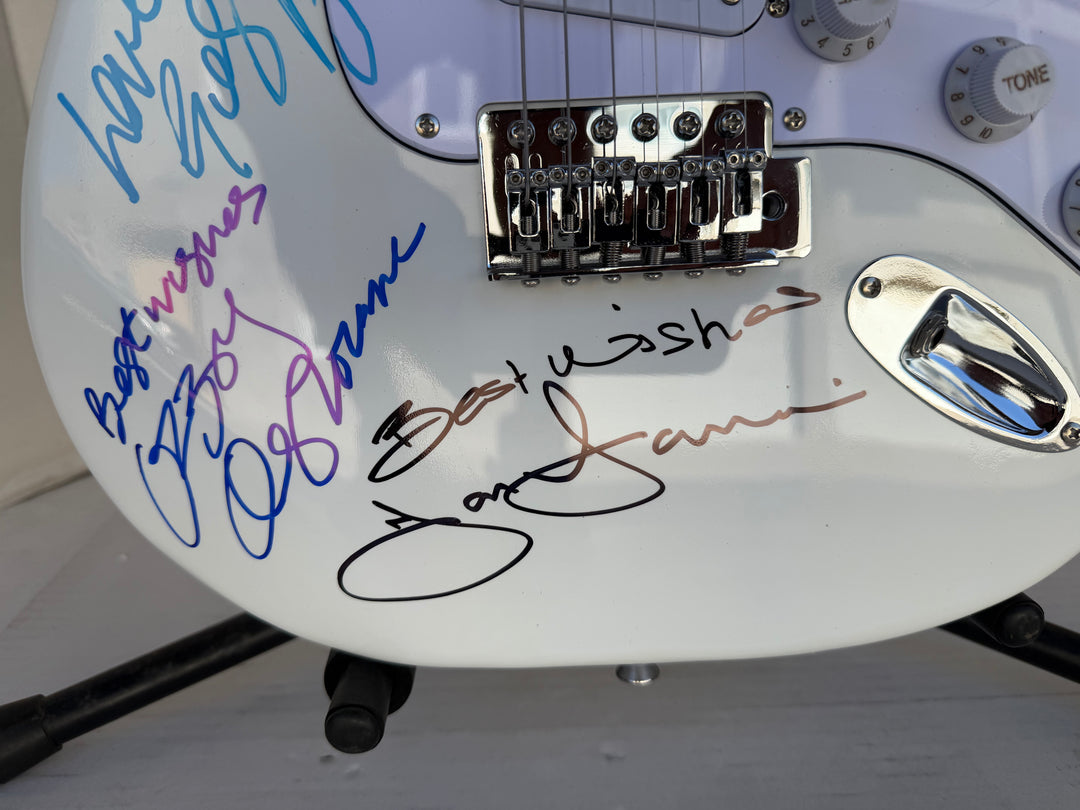 Ronnie James Dio Ozzy Osbourne Tony Iommi Bill Ward Geezer Butler Black Sabbath electric guitar signed with proof
