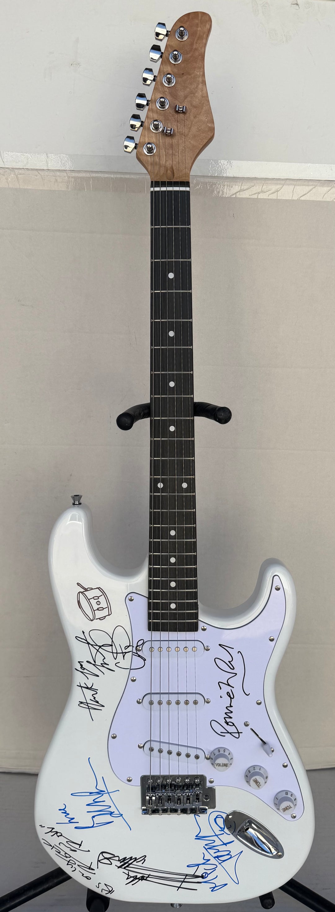 Bill Wyman Keith Richards Charlie Watts Ronnie Wood Mick Jagger full-size stratocaster electric guitar sign with proof