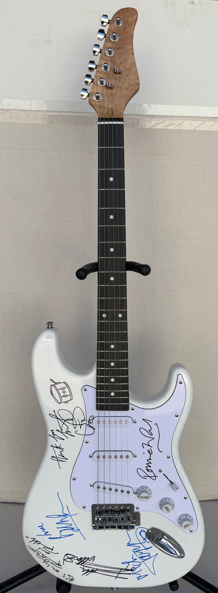 Bill Wyman Keith Richards Charlie Watts Ronnie Wood Mick Jagger full-size stratocaster electric guitar sign with proof