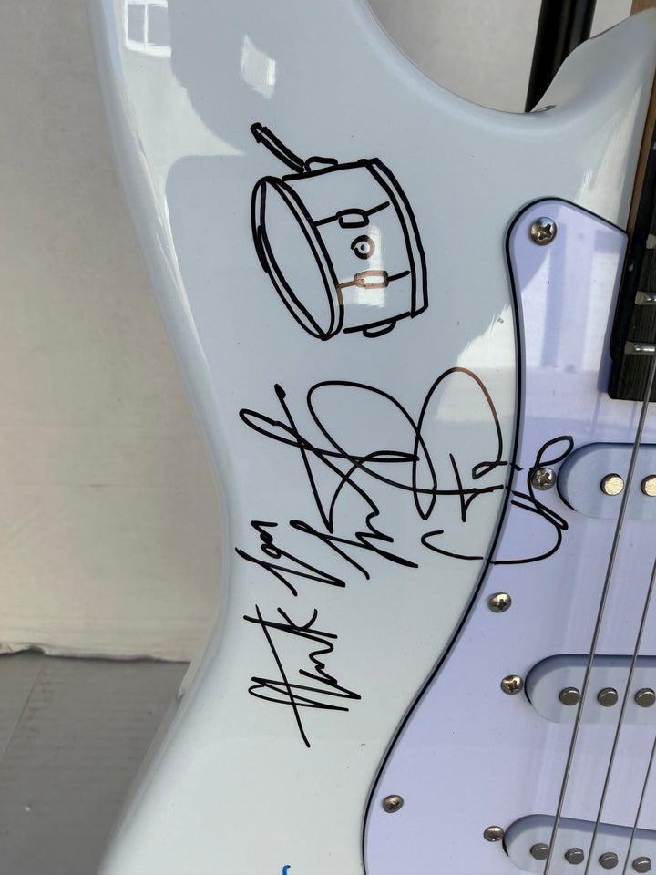 Bill Wyman Keith Richards Charlie Watts Ronnie Wood Mick Jagger full-size stratocaster electric guitar sign with proof