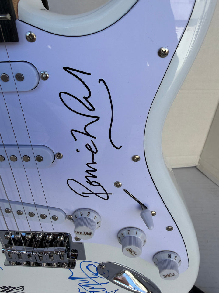 Bill Wyman Keith Richards Charlie Watts Ronnie Wood Mick Jagger full-size stratocaster electric guitar sign with proof