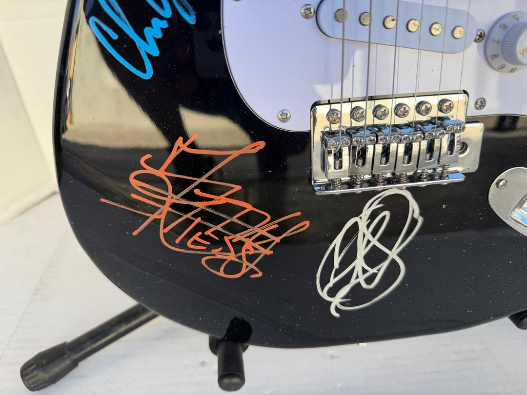 Red Hot Chili Peppers Anthony Kiedis Flea Chad Smith full size electric guitar signed with proof
