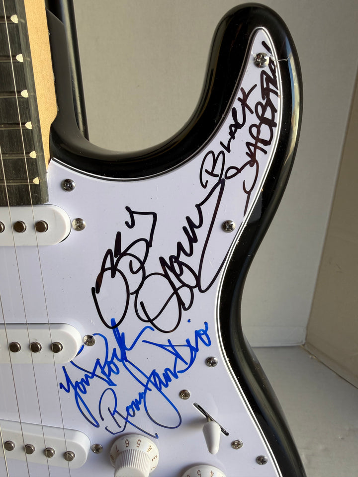 Ronnie James Dio Ozzy Osbourne Tony Iommi Bill Ward Geezer Butler Black Sabbath electric guitar signed with proof