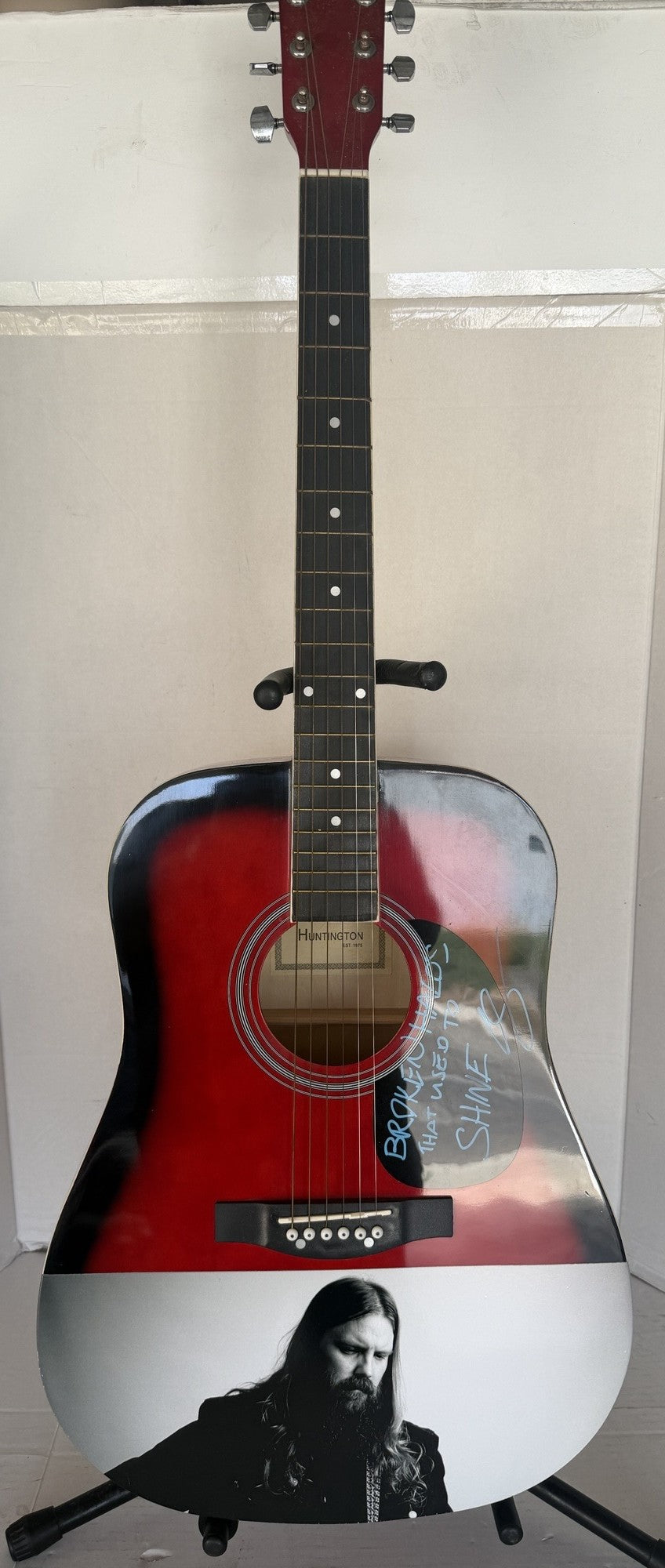 Chris Stapleton signed and inscribed "Broken Halos that used to shine" One of a Kind full size acoustic guitar signed with proof