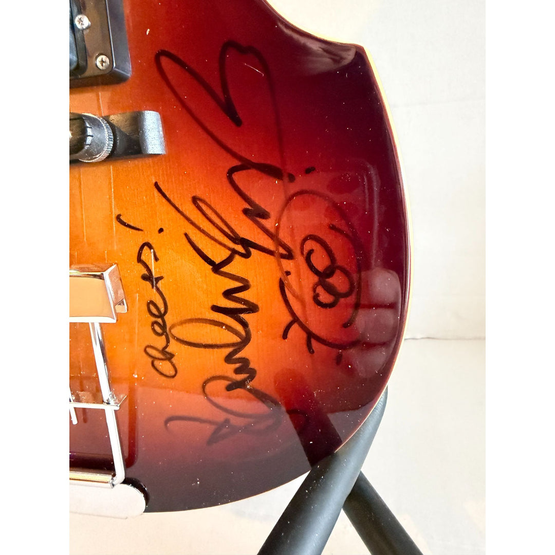 Paul McCartney The Beatles Hofner left-handed bass guitar signed with proof and inscription/ drawing