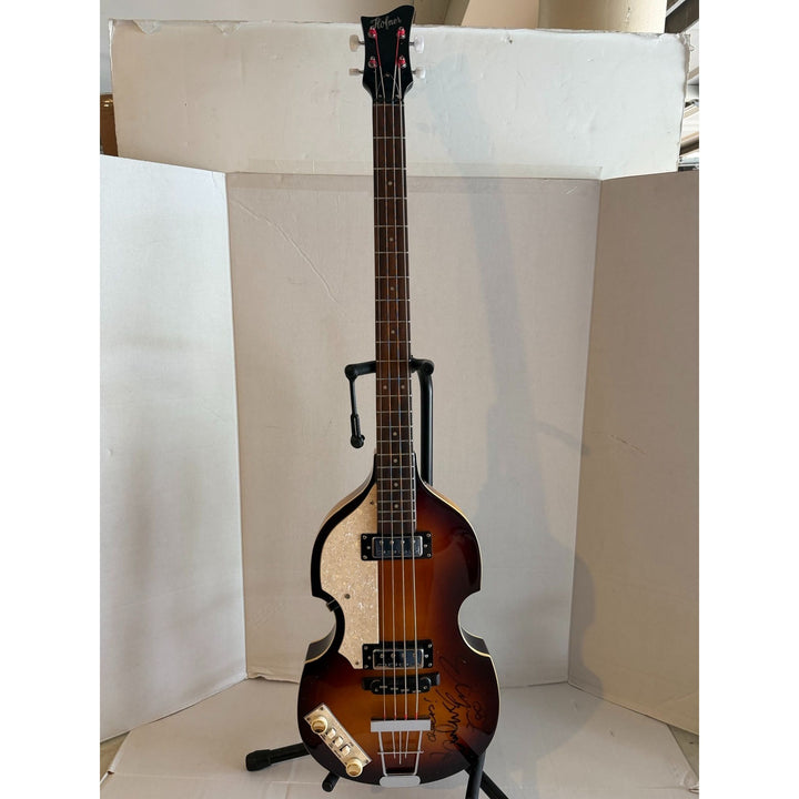 Paul McCartney The Beatles Hofner left-handed bass guitar signed with proof and inscription/ drawing