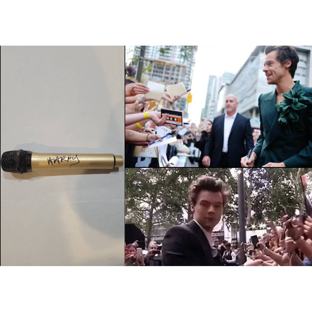 Harry Styles former "One Direction " singer microphone signed with proof.