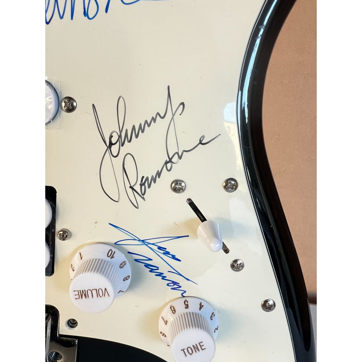The Ramones Johnny, Dee Dee, Marky, & Joey Ramone full size Stratocaster electric guitar signed with proof