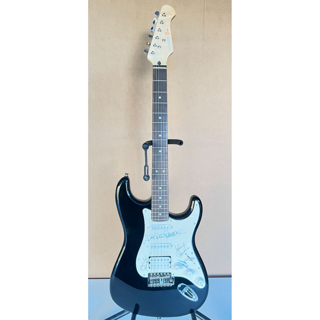 The Ramones Johnny, Dee Dee, Marky, & Joey Ramone full size Stratocaster electric guitar signed with proof