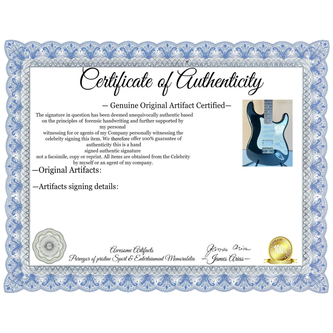 The Ramones Johnny, Dee Dee, Marky, & Joey Ramone full size Stratocaster electric guitar signed with proof