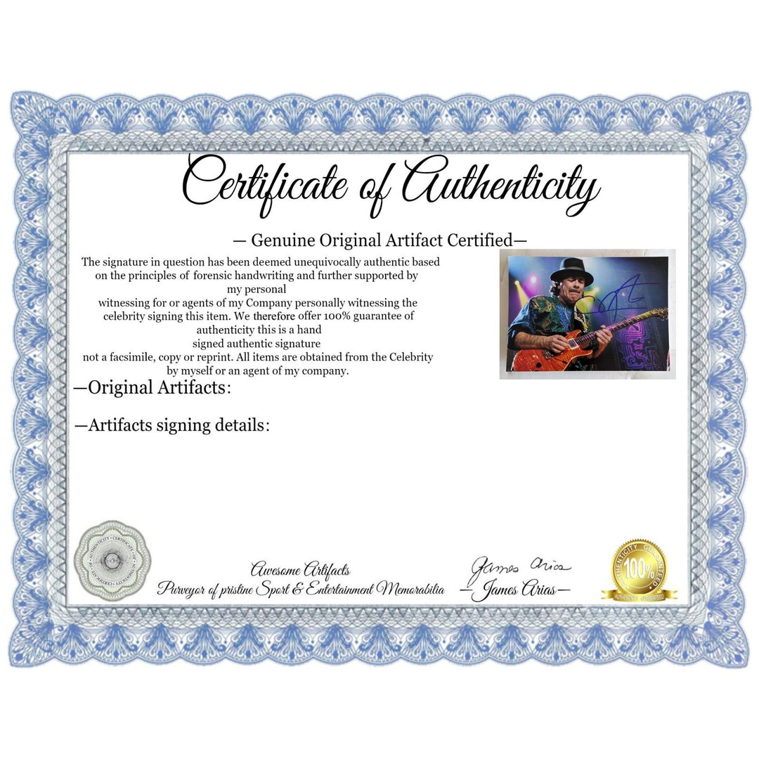 Carlos Santana 5x7 photo signed with proof