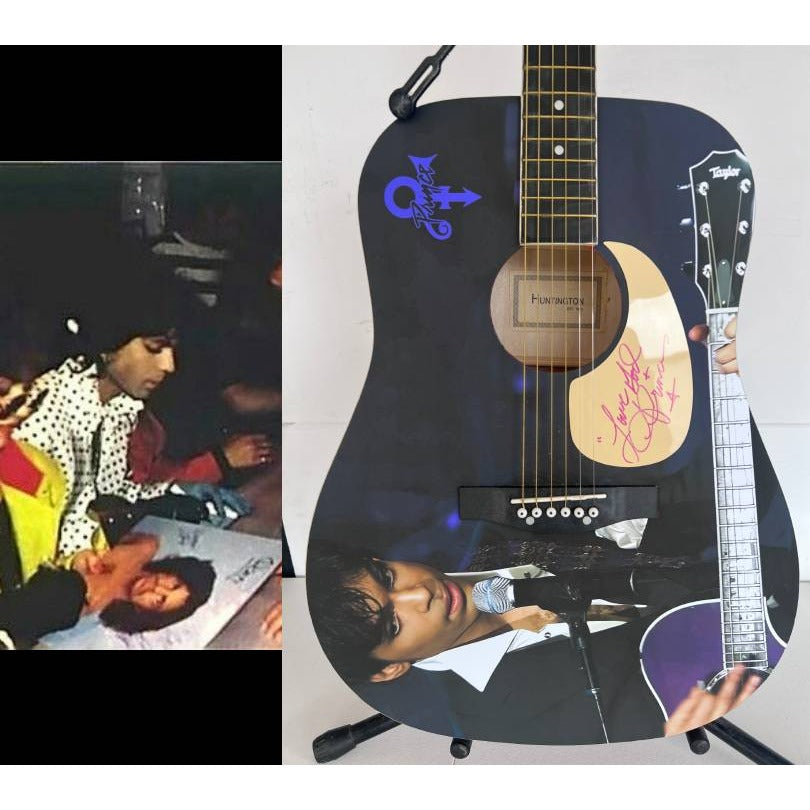 Prince Rogers Nelson   one of a kind full size acoustic guitar signed with poof.