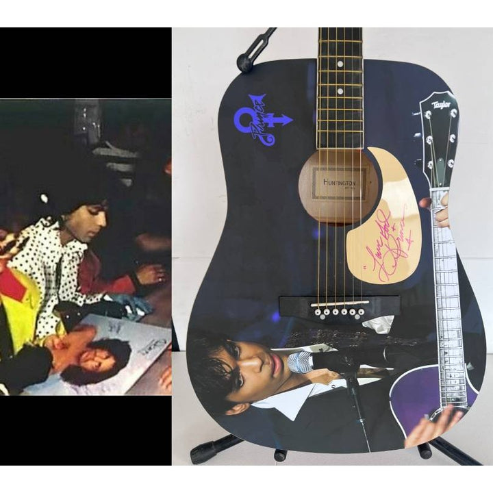 Prince Rogers Nelson   one of a kind full size acoustic guitar signed with poof.