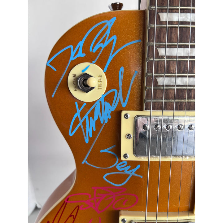 Deftones, Korn, Tool. Limp Bizkit & System of the Down Gold Les Paul electric guitar signed with proof