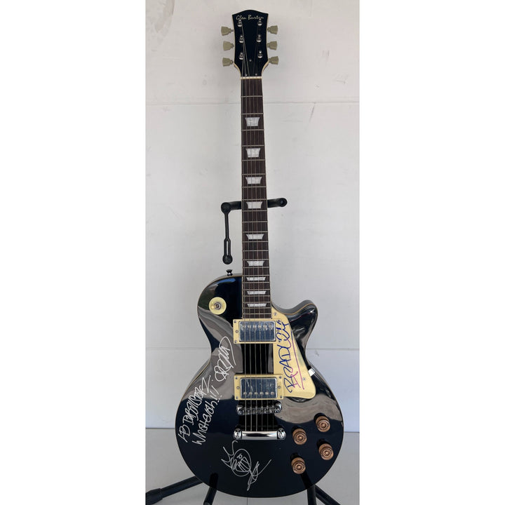 Sublime Bradley Nowell, Eric Wilson, and Bud Gaugh vintage black les paul full size electric guitar signed with sketch/ inscription.
