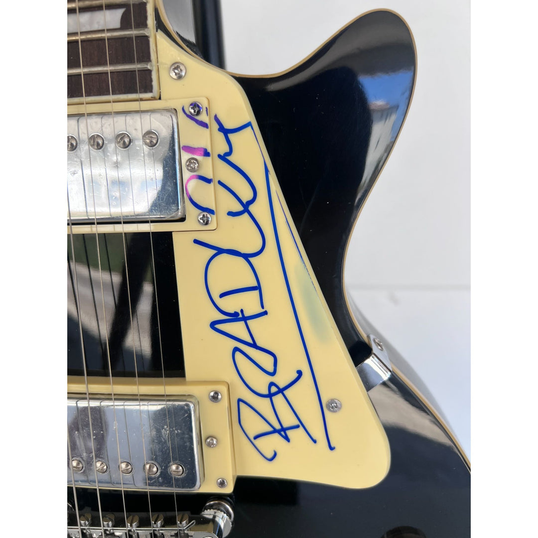 Sublime Bradley Nowell, Eric Wilson, and Bud Gaugh vintage black les paul full size electric guitar signed with sketch/ inscription.