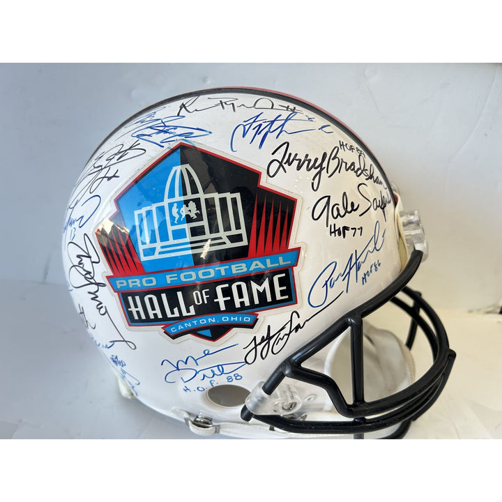 NFL Riddell Pro model Hall of Fame logo helmet signed by 30 plus HOFERS with proof $8995