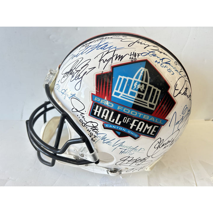 NFL Riddell Pro model Hall of Fame logo helmet signed by 30 plus HOFERS with proof $8995