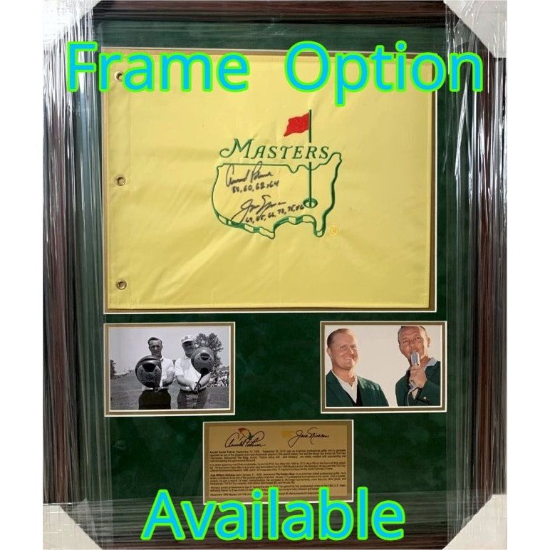 Arnold Palmer Jack Nicklaus Gary Player Masters golf tournament embroidered golf pin flag signed with proof