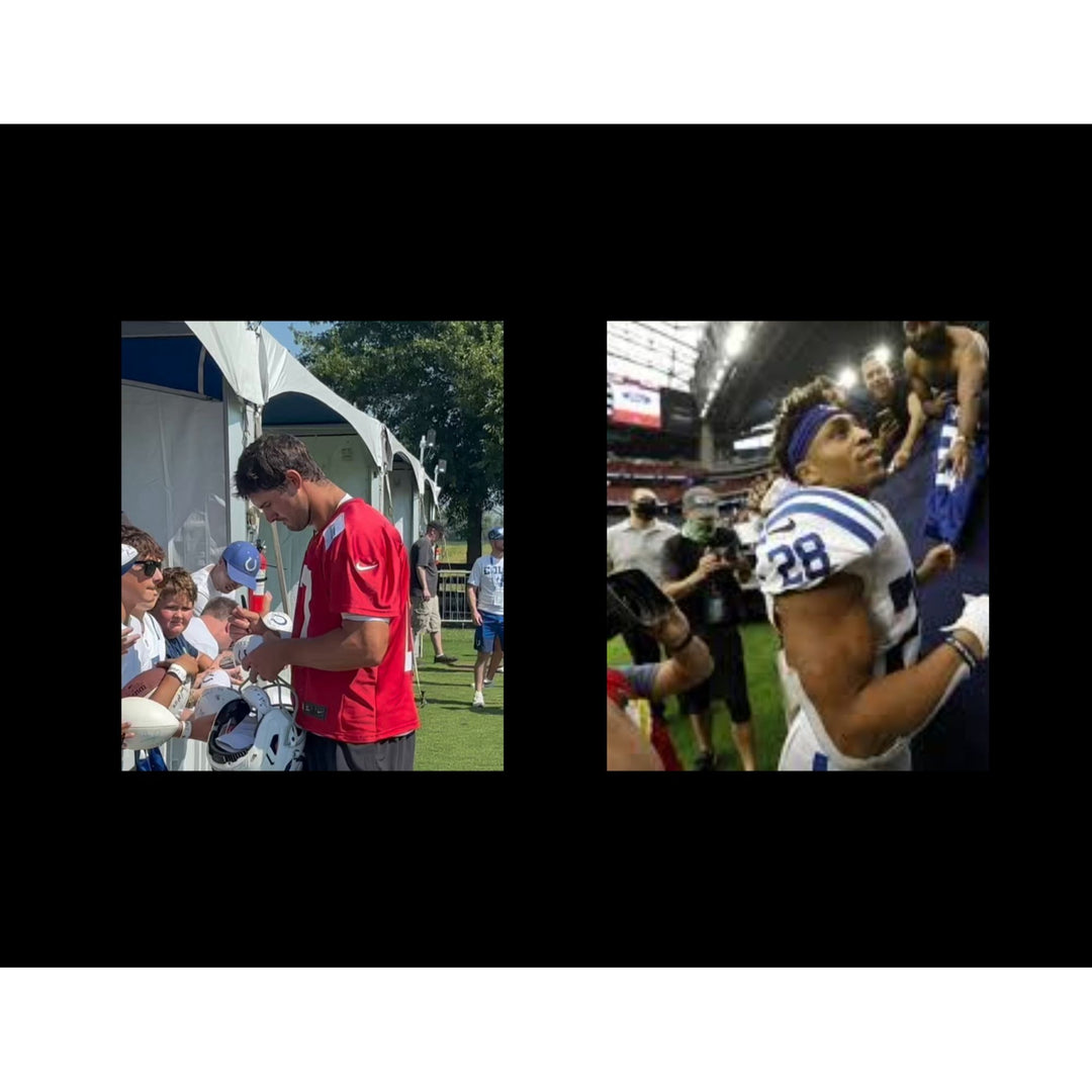 Jonathan Taylor and Daniel Jones Indianapolis Colts 2025 Riddell speed full size (black matte) helmet signed with proof