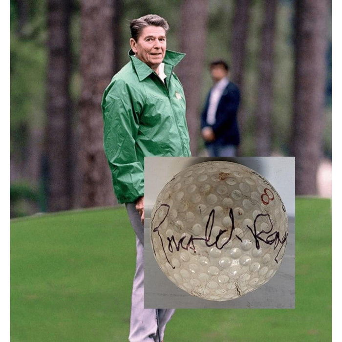 Ronald Wilson Reagan (40) vintage golf ball signed with proof and free display case