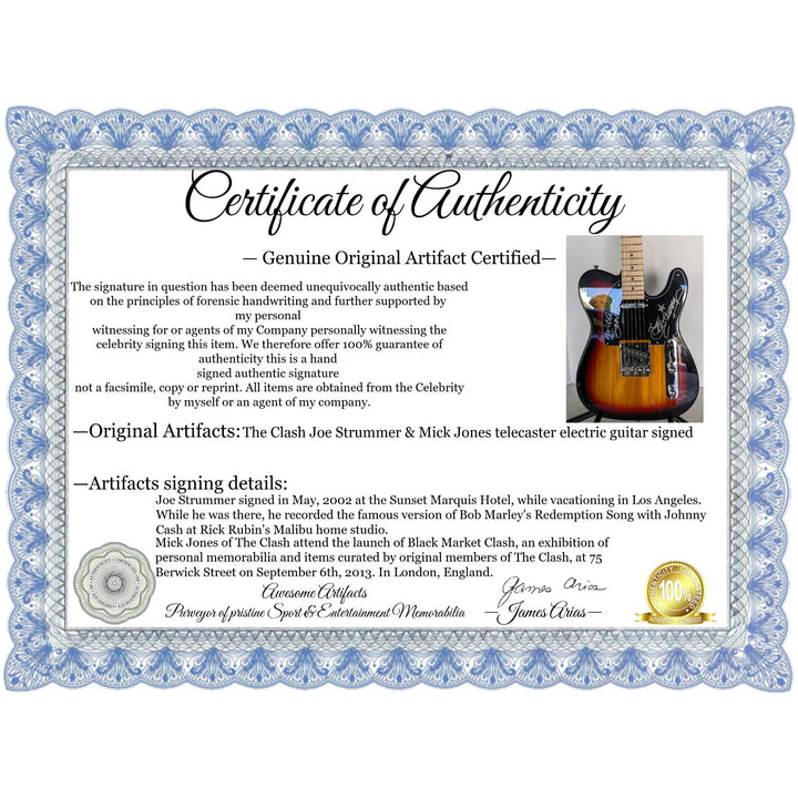 The Clash Joe Strummer & Mick Jones telecaster electric guitar signed with proof