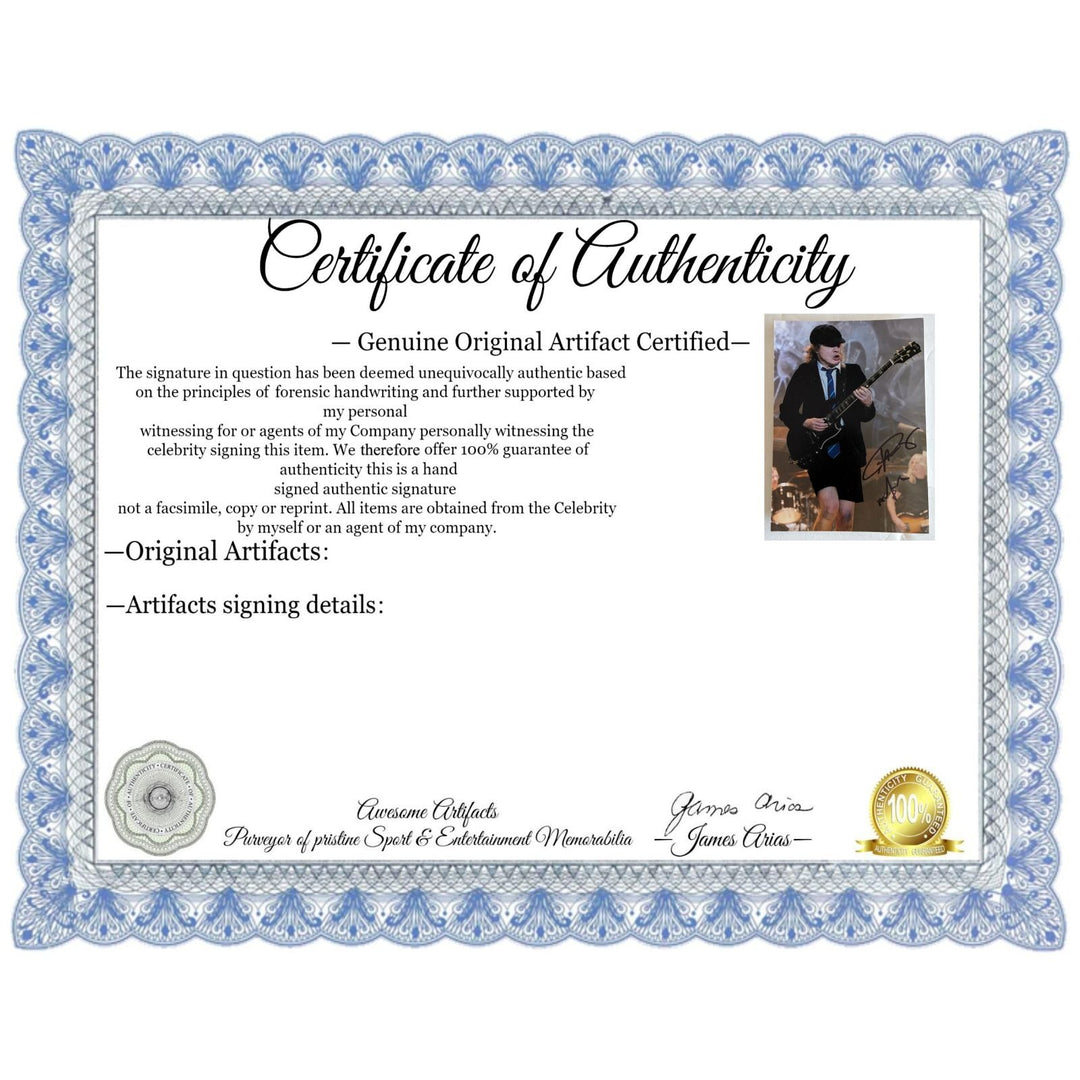 Angus Young 5x7 photo signed with proof