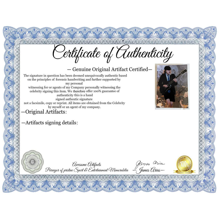 Angus Young 5x7 photo signed with proof