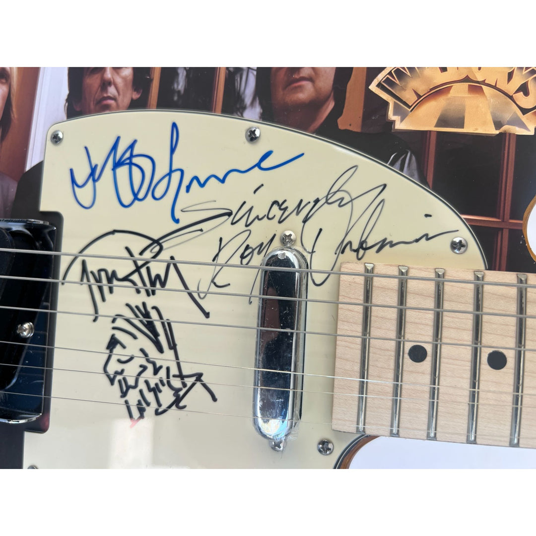 Traveling  Wilburys Roy Orbison Jeff Lynne Bob Dylan Tom Petty George Harrison full size electric guitar signed  with proof.