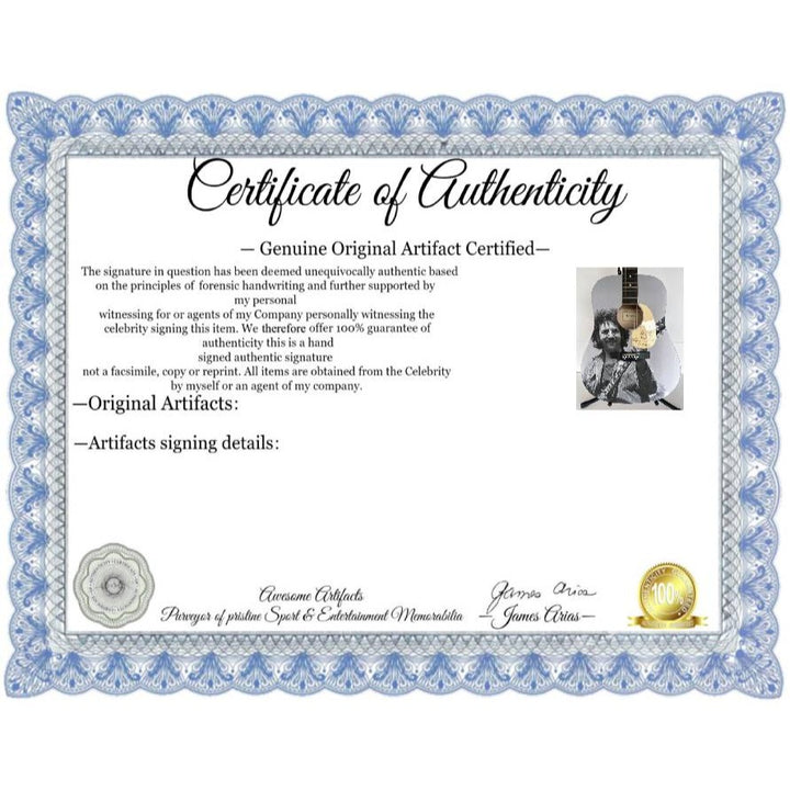 Jerry García legendary front man of the Grateful Dead (one of a kind acoustic guitar) signed with sketch & proof.