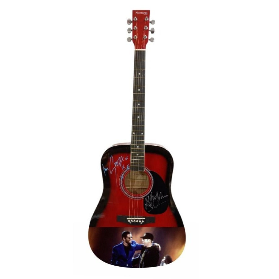 George Michael and Elton John acoustic guitar signed with proof