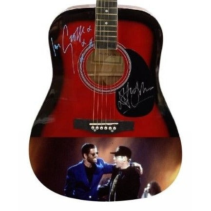 George Michael and Elton John acoustic guitar signed with proof