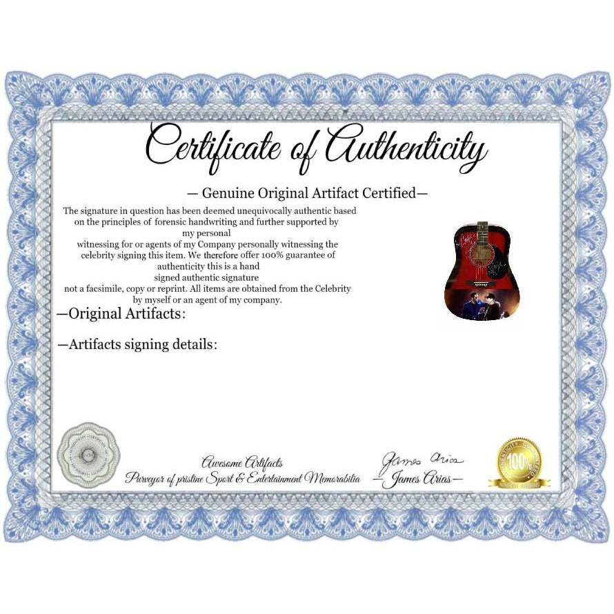 George Michael and Elton John acoustic guitar signed with proof