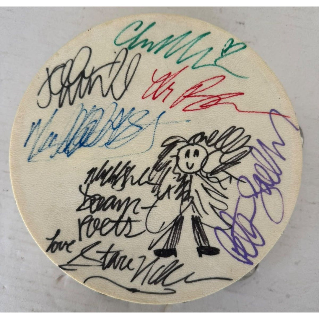 Stevie Nicks Pete Green Lindsay Buckingham John and Christy McVie make Fleetwood Fleetwood Mac Tambourine 8" signed with proof.
