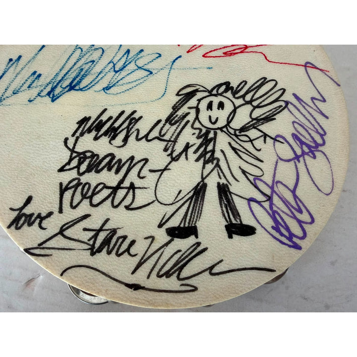 Stevie Nicks Pete Green Lindsay Buckingham John and Christy McVie make Fleetwood Fleetwood Mac Tambourine 8" signed with proof.