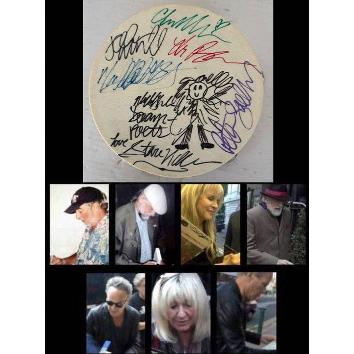 Stevie Nicks Pete Green Lindsay Buckingham John and Christy McVie make Fleetwood Fleetwood Mac Tambourine 8" signed with proof.