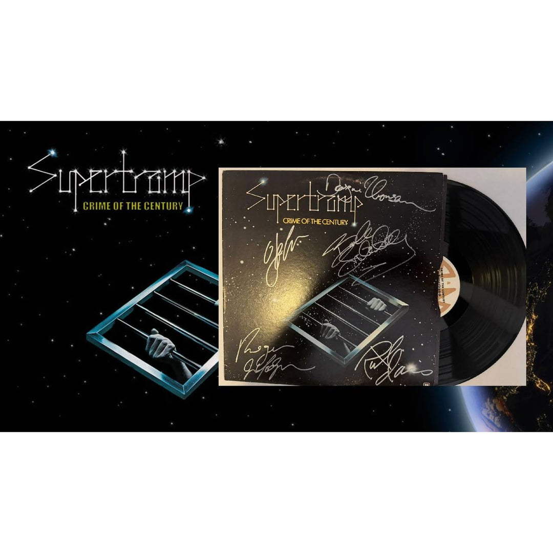 Super Tramp "Crime of the Century" original LP Roger Hodgson, Rick Davies, Bob Siebenberg, John Helliwell and Dougie Thomson signed.