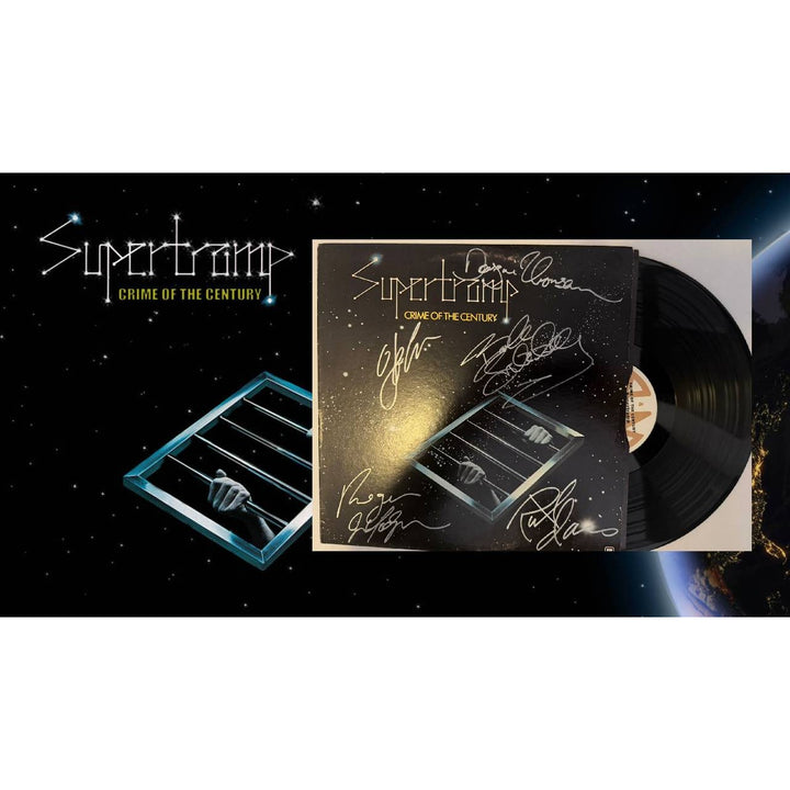 Super Tramp "Crime of the Century" original LP Roger Hodgson, Rick Davies, Bob Siebenberg, John Helliwell and Dougie Thomson signed.