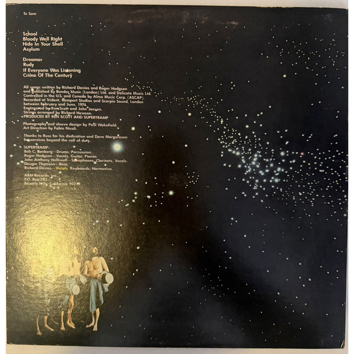 Super Tramp "Crime of the Century" original LP Roger Hodgson, Rick Davies, Bob Siebenberg, John Helliwell and Dougie Thomson signed.
