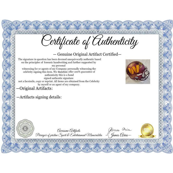 Jayden Daniels, Austin Eckler, Brian Robinson, Terry McLaurin , Dan Quinn full size Riddell Speed helmet signed with proof Awesome Artifacts