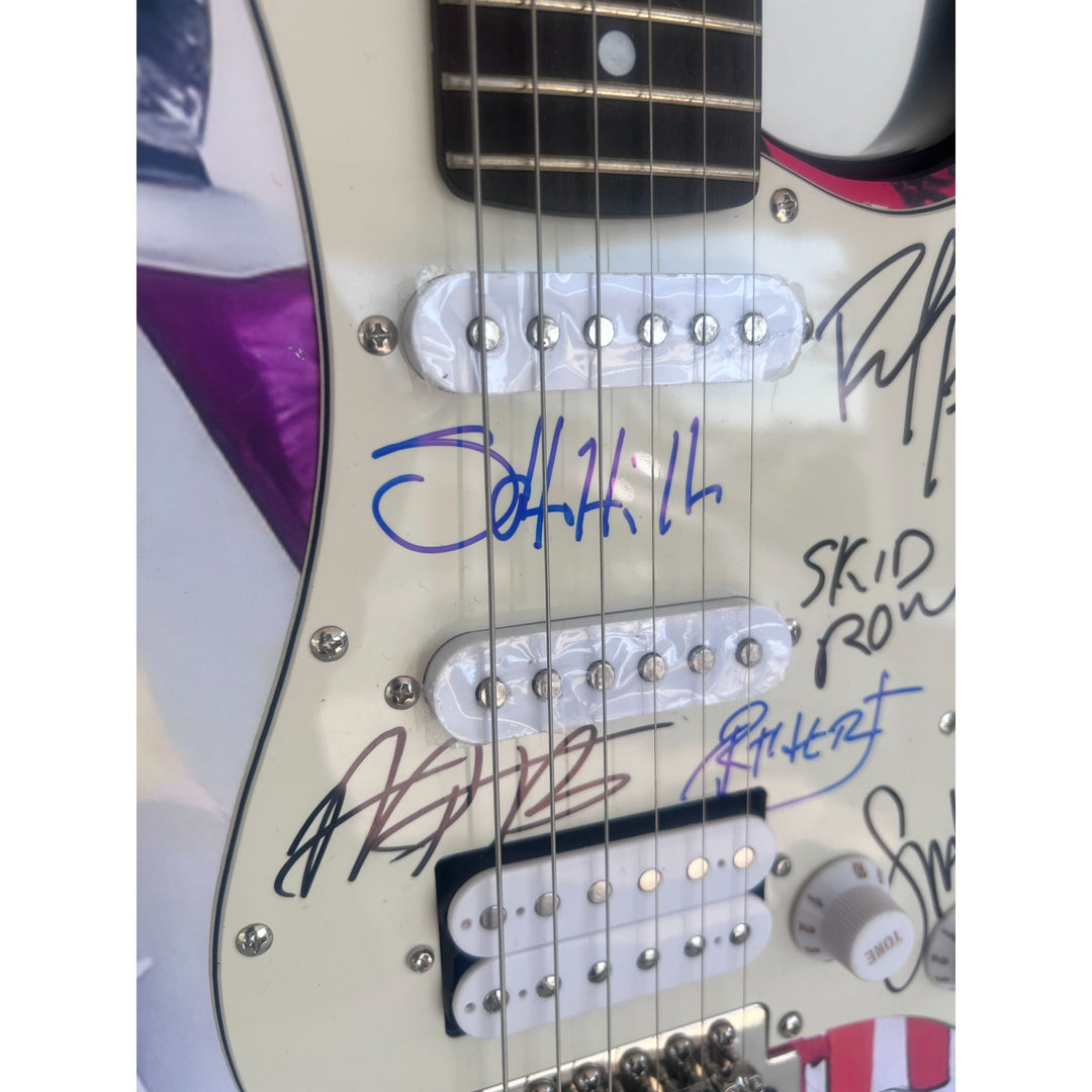 Skid Row Sebastian Bach Dave Sarbo, Sciottie Hill "one of a kind" full size electric guitar signed with proof.