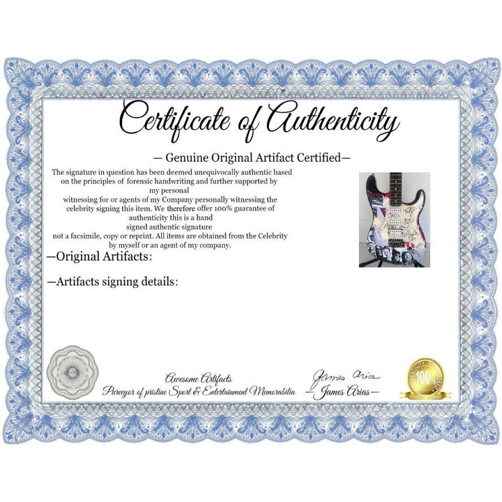 Skid Row Sebastian Bach Dave Sarbo, Sciottie Hill "one of a kind" full size electric guitar signed with proof.