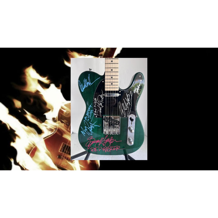 Van Halen green telecaster electric guitar Eddie & Alex Van Halen, Michael Anthony, David Lee Roth Sammy Hagar signed with proof