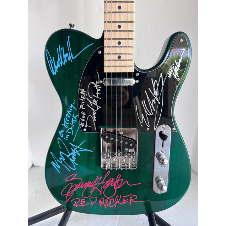 Van Halen green telecaster electric guitar Eddie & Alex Van Halen, Michael Anthony, David Lee Roth Sammy Hagar signed with proof