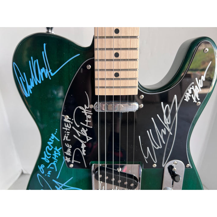 Van Halen green telecaster electric guitar Eddie & Alex Van Halen, Michael Anthony, David Lee Roth Sammy Hagar signed with proof