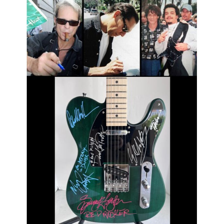 Van Halen green telecaster electric guitar Eddie & Alex Van Halen, Michael Anthony, David Lee Roth Sammy Hagar signed with proof