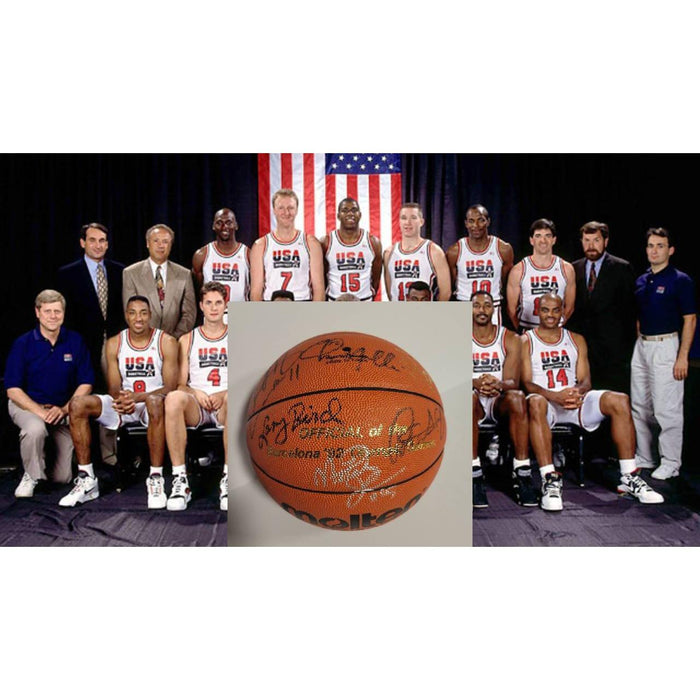 Dream Team 1992 Molten Official  Basketball  Barcelona '92 Olympic Games (16 ) signed