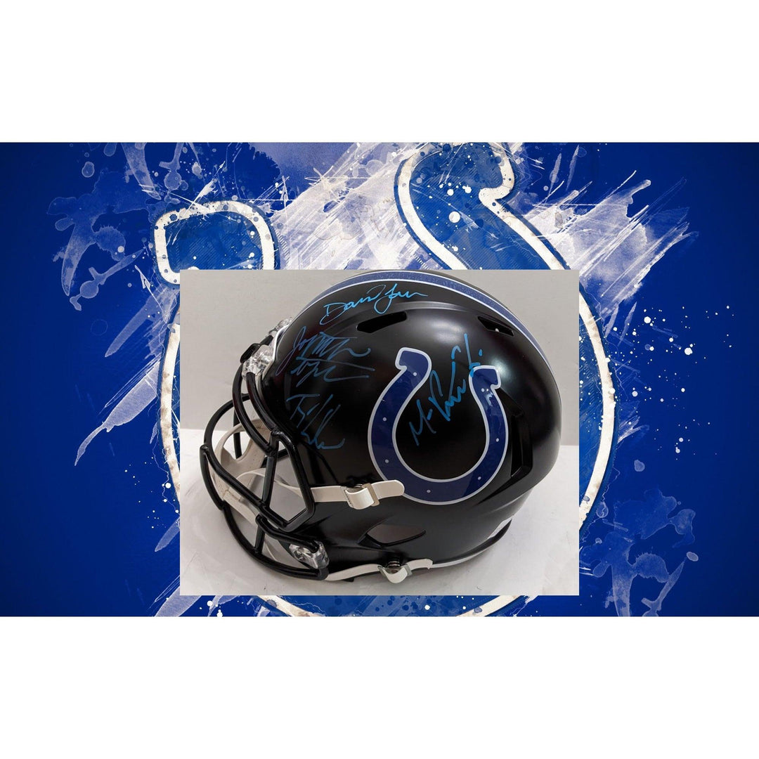 Jonathan Taylor, Daniel Jones, Ty Warren, Michael Pittman Jr. Indianapolis Colts 2025 Riddell speed full size helmet signed with proof Jonathan Taylor, Daniel Jones, Ty Warren, Michael Pittman Jr. Indianapolis Colts 2025 Riddell speed full size helmet signed with proof