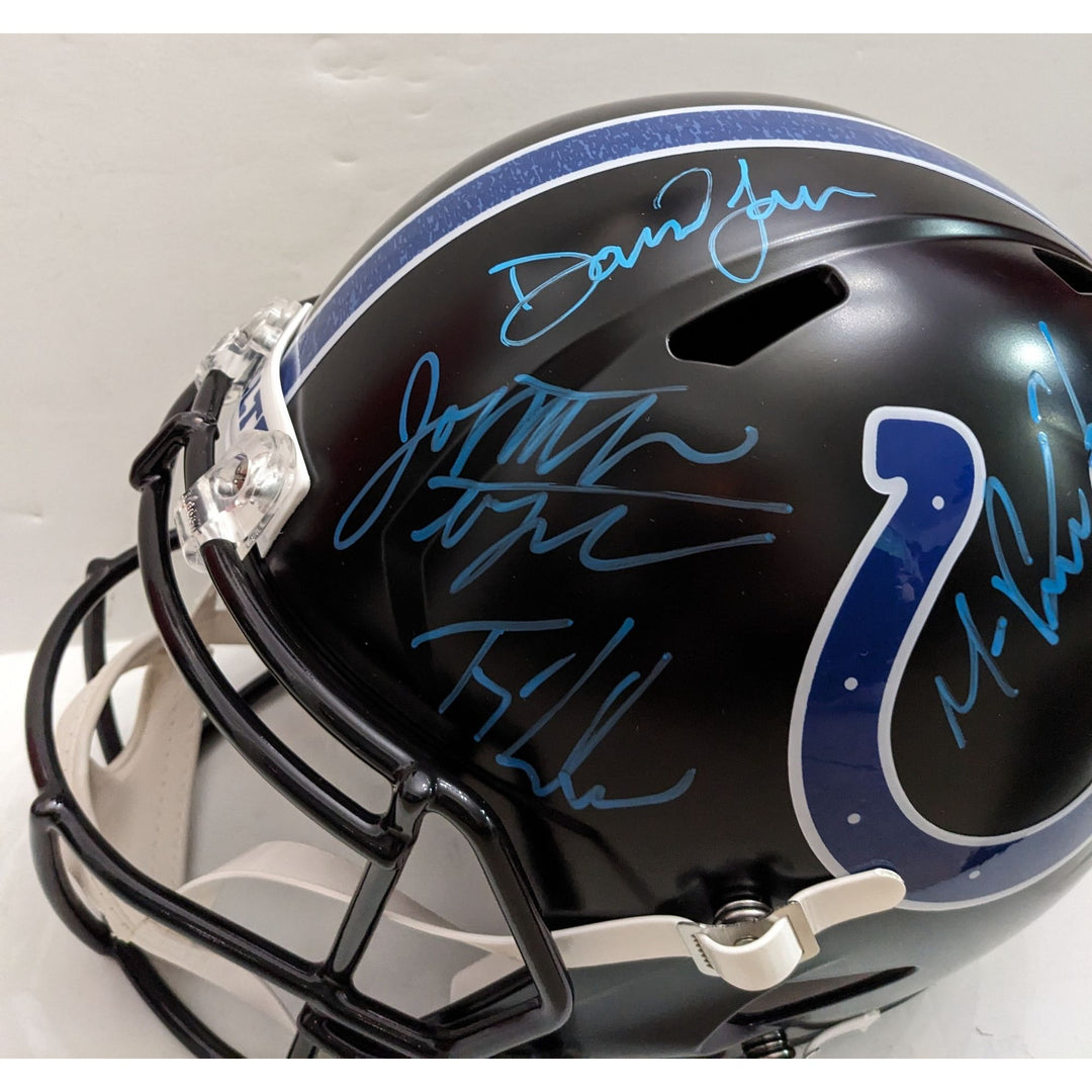 Jonathan Taylor, Daniel Jones, Ty Warren, Michael Pittman Jr. Indianapolis Colts 2025 Riddell speed full size helmet signed with proof